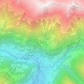 Topografische kaart Glaiten, hoogte, reliëf