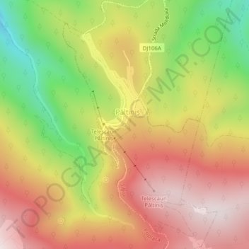 Topografische kaart Paltinis, hoogte, reliëf