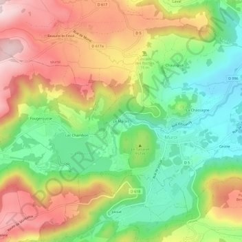 Topografische kaart Le Marais, hoogte, reliëf