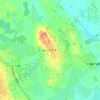 Topografische kaart English Frankton, hoogte, reliëf