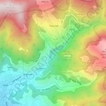 Topografische kaart Candalla, hoogte, reliëf