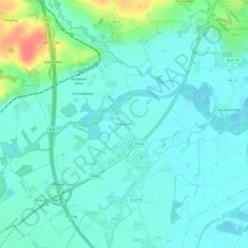 Topografische kaart Hartham, hoogte, reliëf
