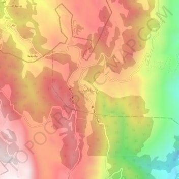 Topografische kaart Jubb al Ahmar, hoogte, reliëf