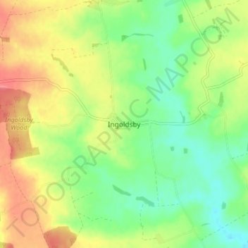 Topografische kaart Ingoldsby, hoogte, reliëf