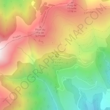 Topografische kaart Batère, hoogte, reliëf
