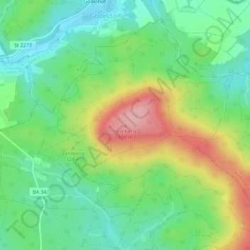 Topografische kaart Semberg, hoogte, reliëf