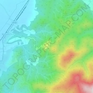 Topografische kaart Sticciano, hoogte, reliëf