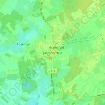 Topografische kaart Jührdenerfeld, hoogte, reliëf