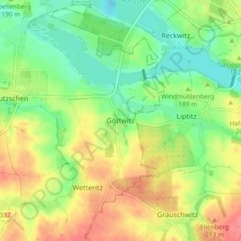 Topografische kaart Göttwitz, hoogte, reliëf
