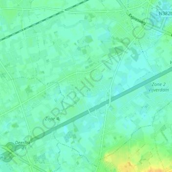 Topografische kaart Nieuwenhove, hoogte, reliëf