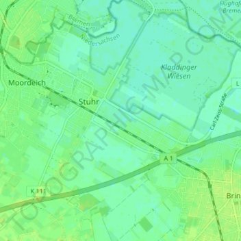 Topografische kaart Stuhrbaum, hoogte, reliëf