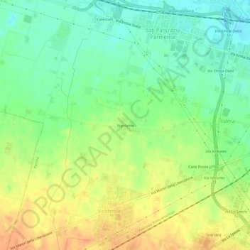 Topografische kaart Vigolante, hoogte, reliëf