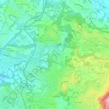Topografische kaart Bulciaghetto, hoogte, reliëf