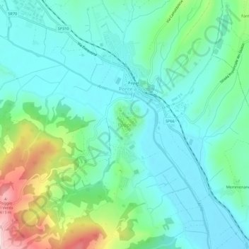 Topografische kaart Poppi, hoogte, reliëf