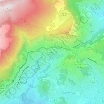 Topografische kaart Magagnosc, hoogte, reliëf