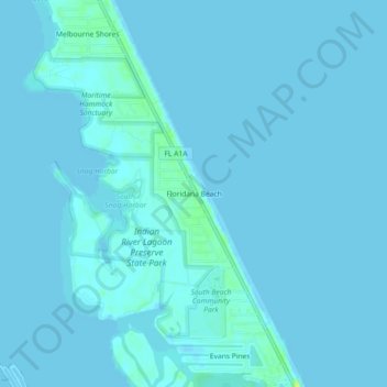 Topografische kaart Floridana Beach, hoogte, reliëf