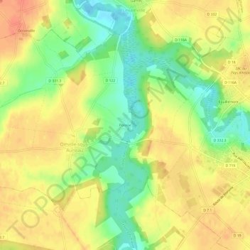 Topografische kaart Poissac, hoogte, reliëf