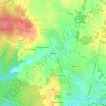 Topografische kaart Jousselin, hoogte, reliëf