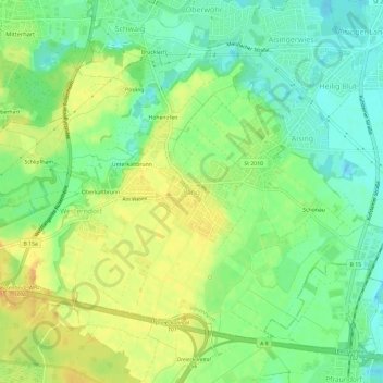 Topografische kaart Pang, hoogte, reliëf