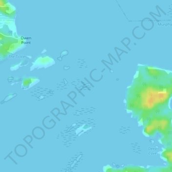 Topografische kaart Castaway Island, hoogte, reliëf