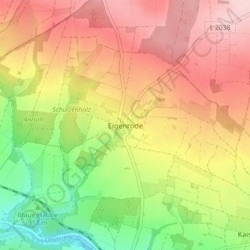 Topografische kaart Eigenrode, hoogte, reliëf