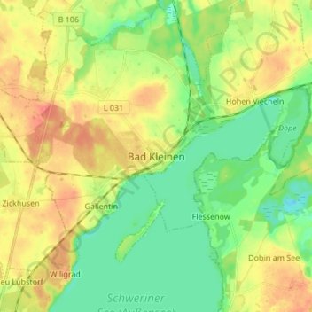 Topografische kaart Bad Kleinen, hoogte, reliëf