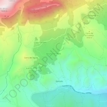 Topografische kaart Majada del Moro, hoogte, reliëf