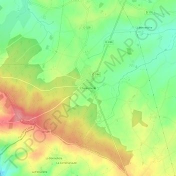 Topografische kaart Chantemerle, hoogte, reliëf