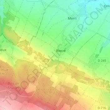 Topografische kaart La Louvière, hoogte, reliëf