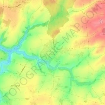 Topografische kaart Chaudron-en-Mauges, hoogte, reliëf
