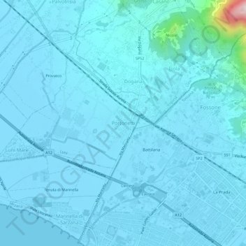 Topografische kaart Portonetti, hoogte, reliëf