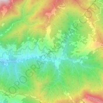 Topografische kaart Missano, hoogte, reliëf