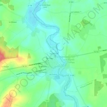 Topografische kaart La Camuse, hoogte, reliëf