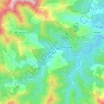 Topografische kaart Mas Parer, hoogte, reliëf
