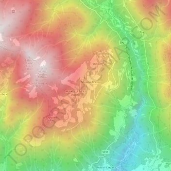 Topografische kaart Musiera, hoogte, reliëf