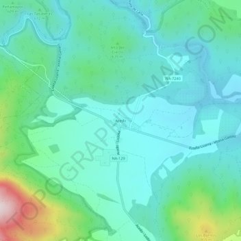 Topografische kaart Acedo, hoogte, reliëf