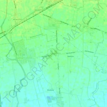 Topografische kaart Crosara, hoogte, reliëf