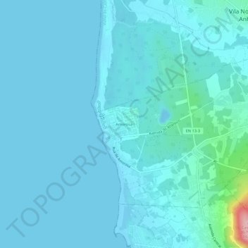 Topografische kaart Amorosa, hoogte, reliëf