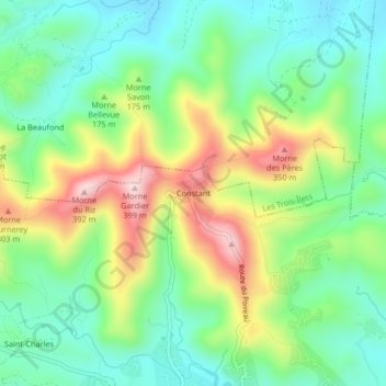 Topografische kaart Constant, hoogte, reliëf