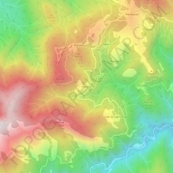 Topografische kaart Porreta, hoogte, reliëf