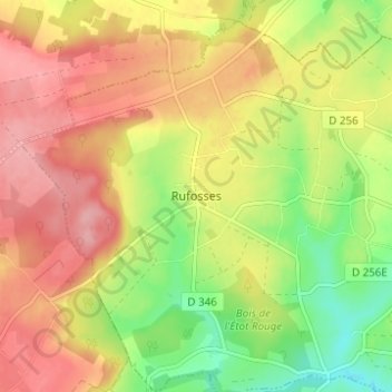 Topografische kaart Rufosses, hoogte, reliëf