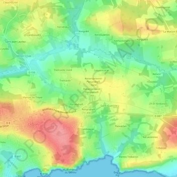 Topografische kaart Keramprovost, hoogte, reliëf