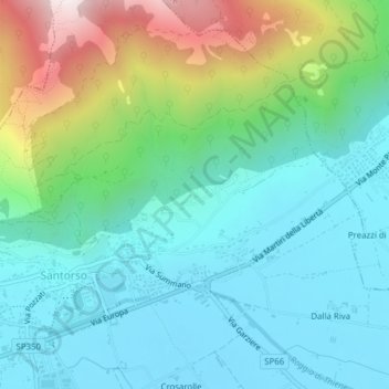 Topografische kaart Località Campastrini, hoogte, reliëf
