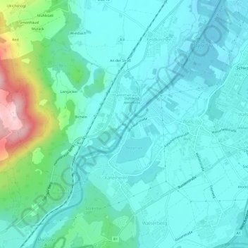 Topografische kaart Au, hoogte, reliëf