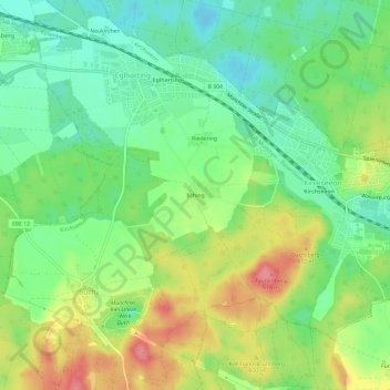 Topografische kaart Ilching, hoogte, reliëf