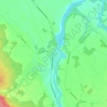 Topografische kaart Pakenham, hoogte, reliëf