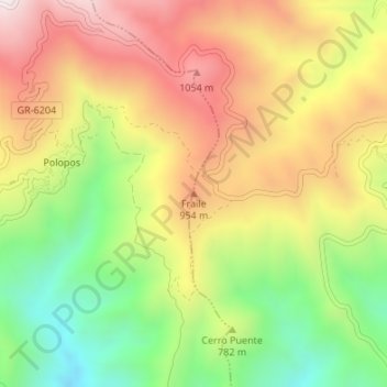 Topografische kaart Fraile, hoogte, reliëf