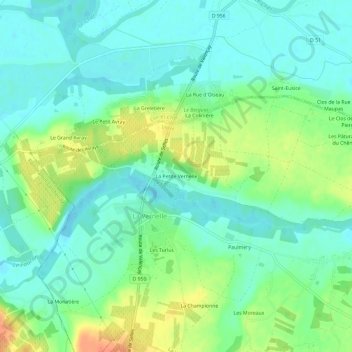 Topografische kaart La Petite Vernelle, hoogte, reliëf