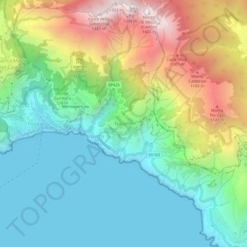 Topografische kaart Nocelle, hoogte, reliëf