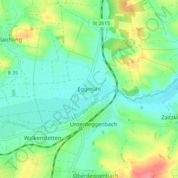 Topografische kaart Eggmühl, hoogte, reliëf
